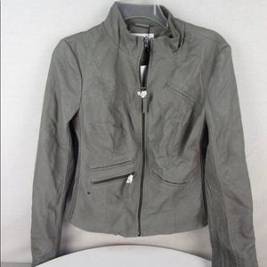 NWT Vero Moda ZIPPERED Gray Vegan Leather Jacket